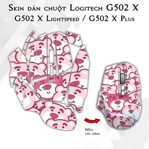 Skin dán chuột Logitech G502 X mẫu gấu hồng