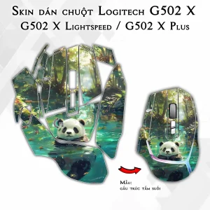 Skin dán chuột Logitech G502 X mẫu gấu trúc tắm suối