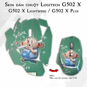 Skin dán chuột Logitech G502 X mẫu Heo con dễ thương heo-114