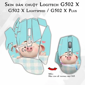 Skin dán chuột Logitech G502 X mẫu Heo con dễ thương heo-163
