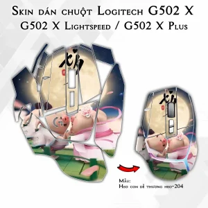 Skin dán chuột Logitech G502 X mẫu Heo con dễ thương heo-204