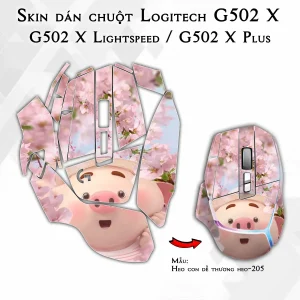 Skin dán chuột Logitech G502 X mẫu Heo con dễ thương heo-205