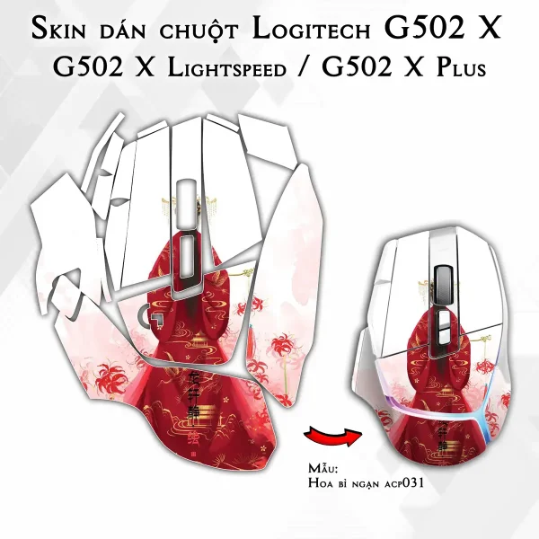 Skin dán chuột Logitech G502 X mẫu Hoa bỉ ngạn acp031