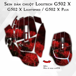 Skin dán chuột Logitech G502 X mẫu Hoa bỉ ngạn acp036