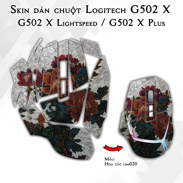 Skin dán chuột Logitech G502 X mẫu Hoa cúc lsm020
