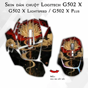 Skin dán chuột Logitech G502 X mẫu hoa sen kết nối