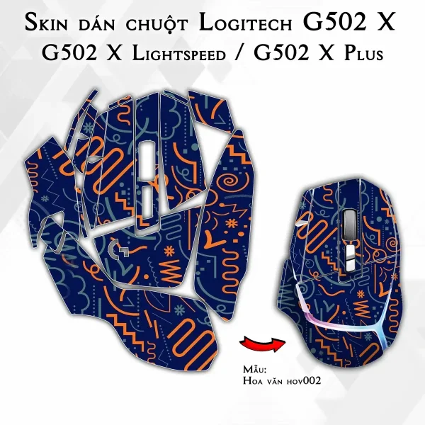 Skin dán chuột Logitech G502 X mẫu Hoa văn hov002