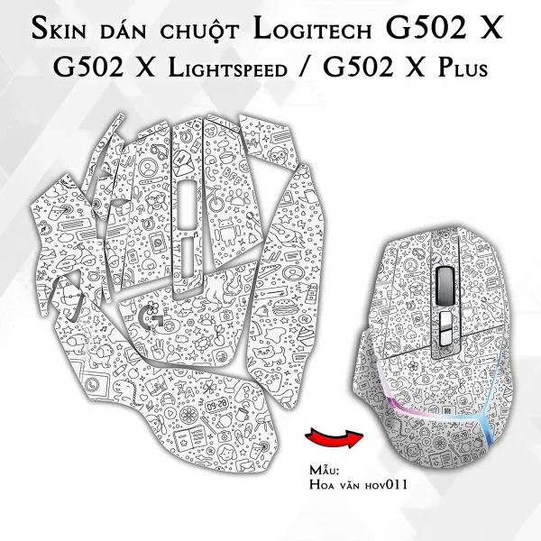 Skin dán chuột Logitech G502 X mẫu Hoa văn hov011