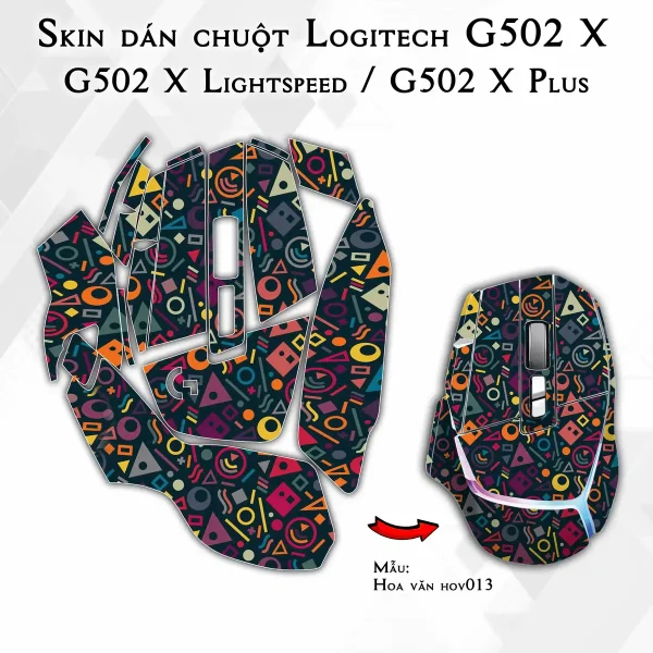 Skin dán chuột Logitech G502 X mẫu Hoa văn hov013