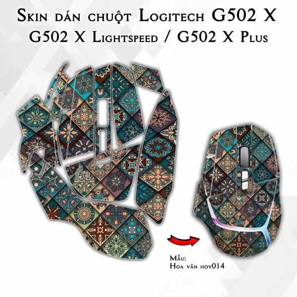 Skin dán chuột Logitech G502 X mẫu Hoa văn hov014