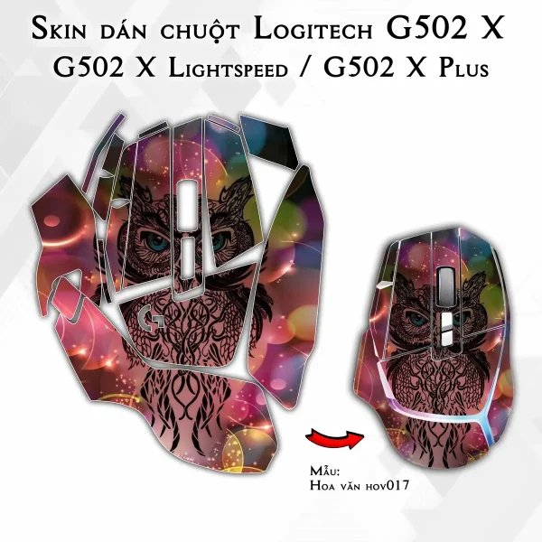 Skin dán chuột Logitech G502 X mẫu Hoa văn hov017