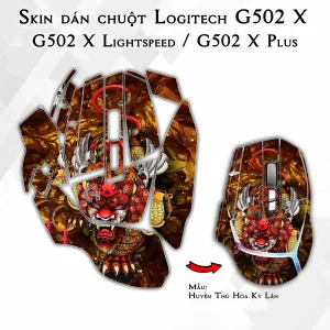 Skin dán chuột Logitech G502 X mẫu Huyền Thú Hỏa Kỳ Lân