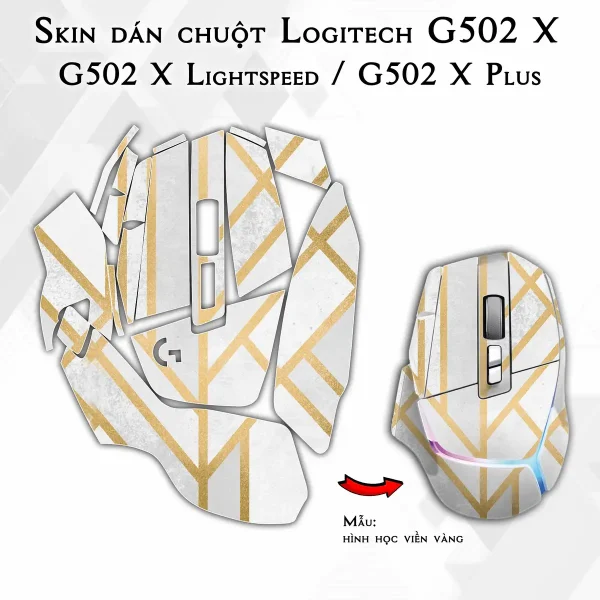 Skin dán chuột Logitech G502 X mẫu hình học viền vàng