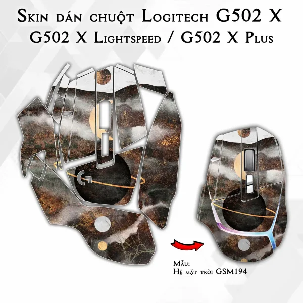 Skin dán chuột Logitech G502 X mẫu Hệ mặt trời GSM194