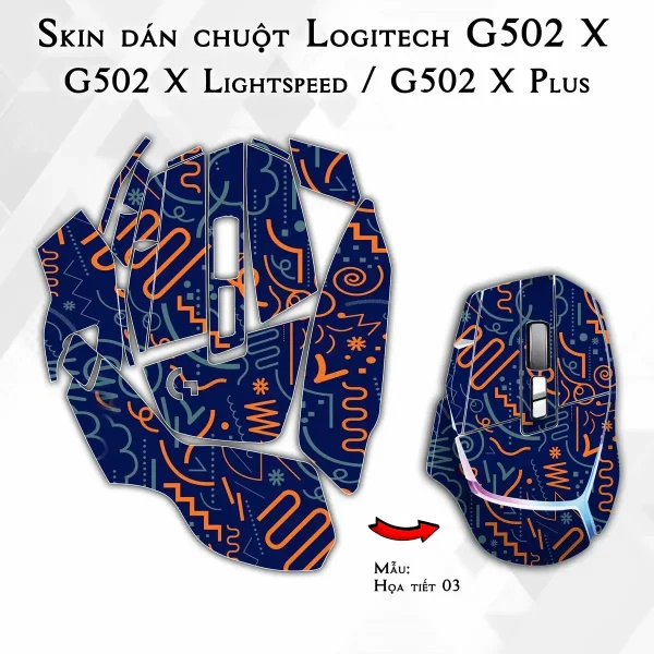Skin dán chuột Logitech G502 X mẫu Họa tiết 03