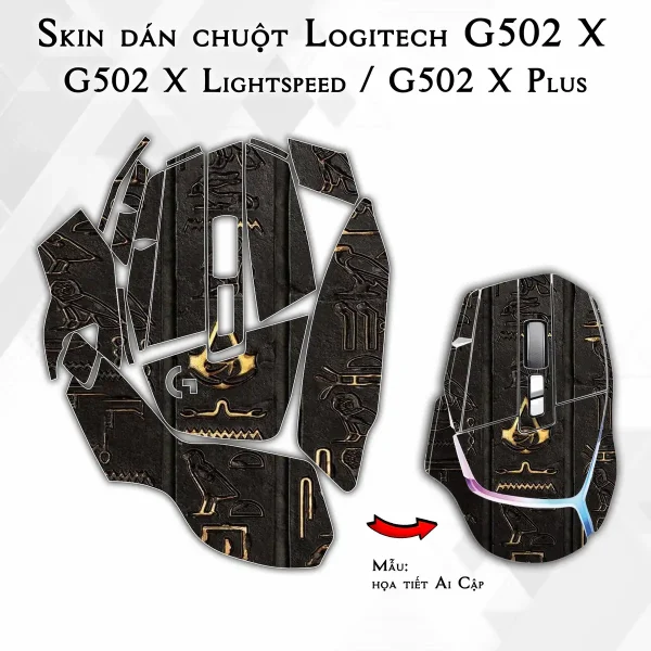 Skin dán chuột Logitech G502 X mẫu họa tiết Ai Cập