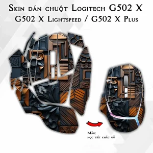 Skin dán chuột Logitech G502 X mẫu học tiết khắc gỗ
