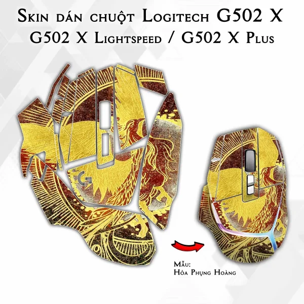 Skin dán chuột Logitech G502 X mẫu Hỏa Phụng Hoàng