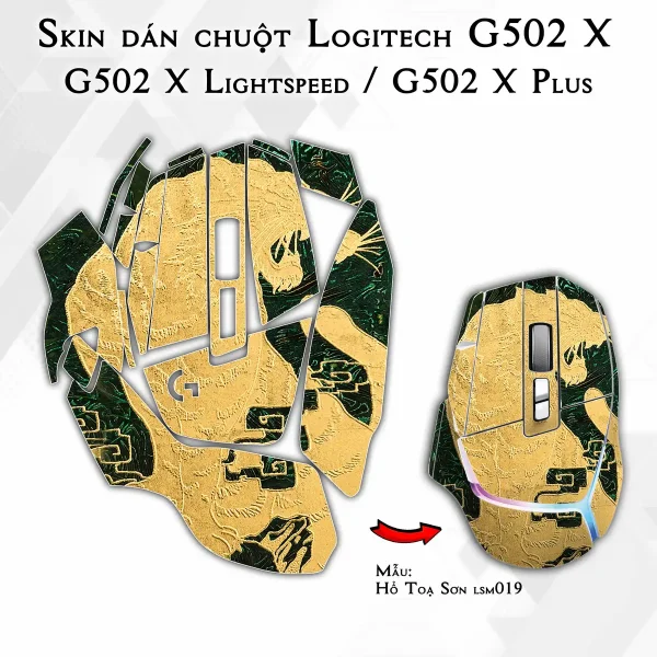 Skin dán chuột Logitech G502 X mẫu Hổ Toạ Sơn lsm019