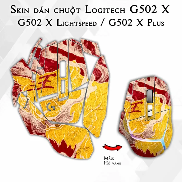 Skin dán chuột Logitech G502 X mẫu Hổ vàng