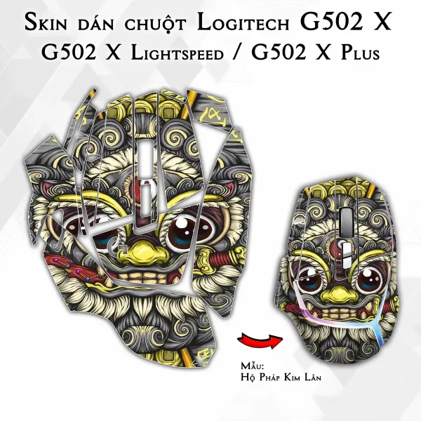 Skin dán chuột Logitech G502 X mẫu Hộ Pháp Kim Lân
