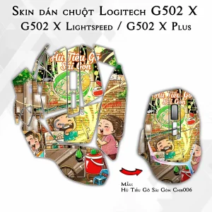 Skin dán chuột Logitech G502 X mẫu Hủ Tiếu Gõ Sài Gòn Chib006