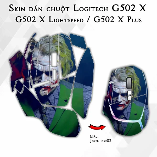 Skin dán chuột Logitech G502 X mẫu Joker joke02