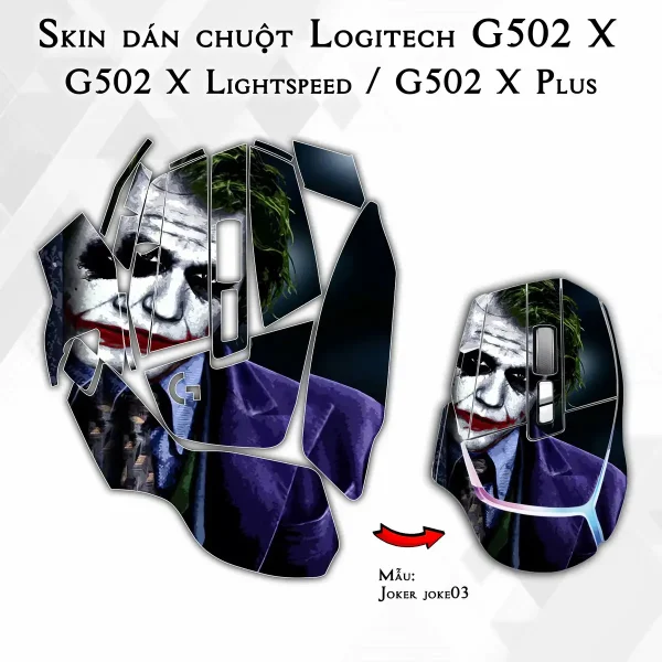 Skin dán chuột Logitech G502 X mẫu Joker joke03