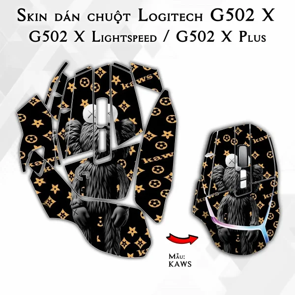 Skin dán chuột Logitech G502 X mẫu KAWS