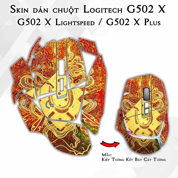 Skin dán chuột Logitech G502 X mẫu Kiết Tường Kết Bát Cát Tường