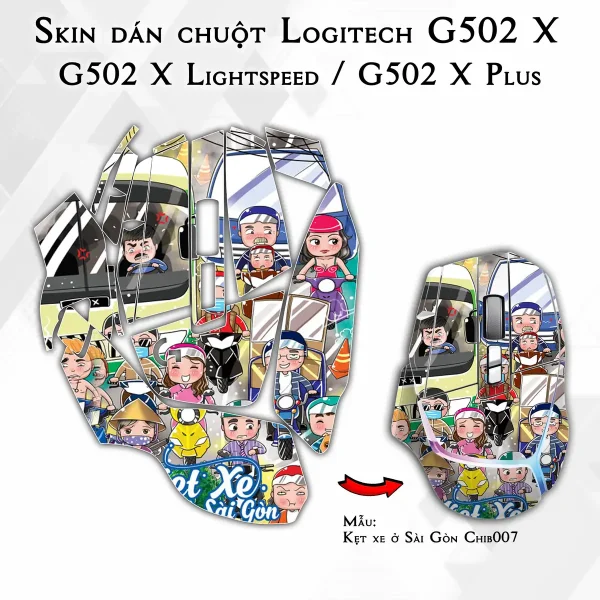 Skin dán chuột Logitech G502 X mẫu Kẹt xe ở Sài Gòn Chib007