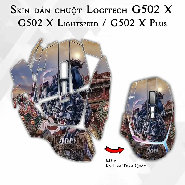 Skin dán chuột Logitech G502 X mẫu Kỳ Lân Trấn Quốc