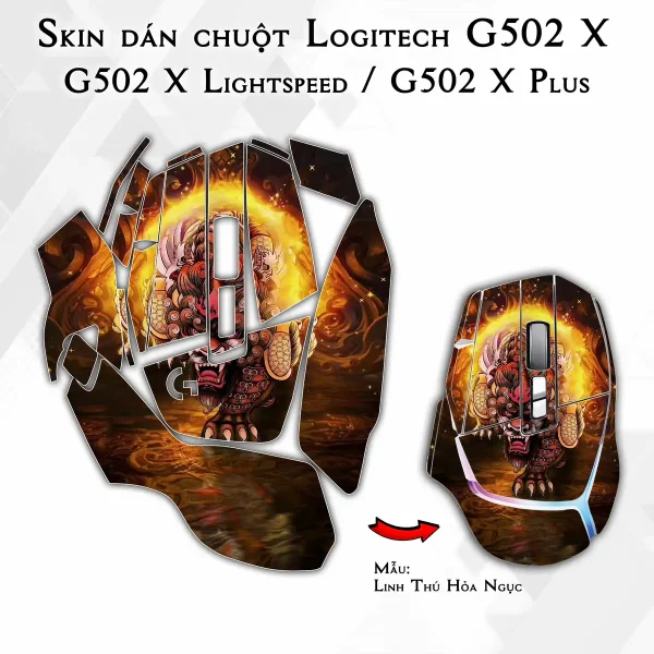 Skin dán chuột Logitech G502 X mẫu Linh Thú Hỏa Ngục