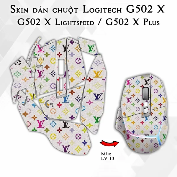 Skin dán chuột Logitech G502 X mẫu LV 13