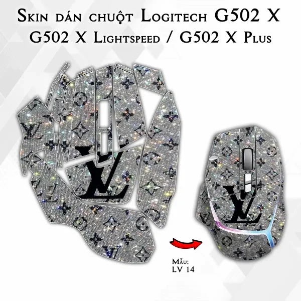 Skin dán chuột Logitech G502 X mẫu LV 14