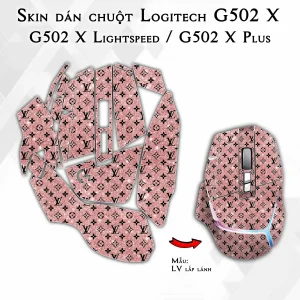 Skin dán chuột Logitech G502 X mẫu LV lấp lánh
