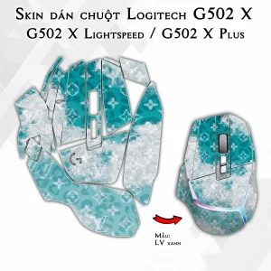 Skin dán chuột Logitech G502 X mẫu LV xanh