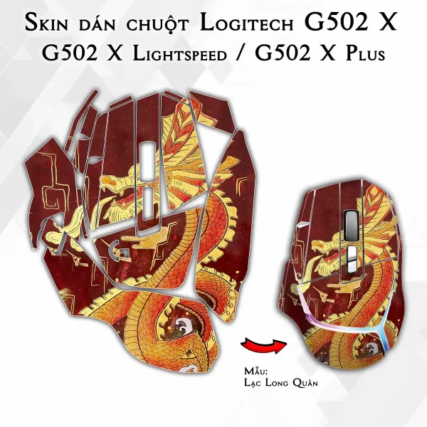Skin dán chuột Logitech G502 X mẫu Lạc Long Quân