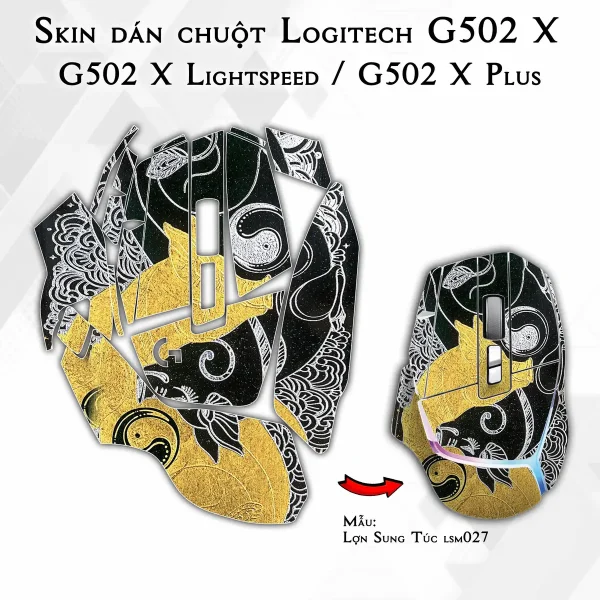 Skin dán chuột Logitech G502 X mẫu Lợn Sung Túc lsm027