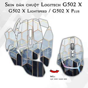 Skin dán chuột Logitech G502 X mẫu lục giác xanh đen