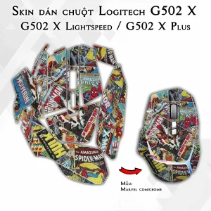 Skin dán chuột Logitech G502 X mẫu Marvel comicbomb