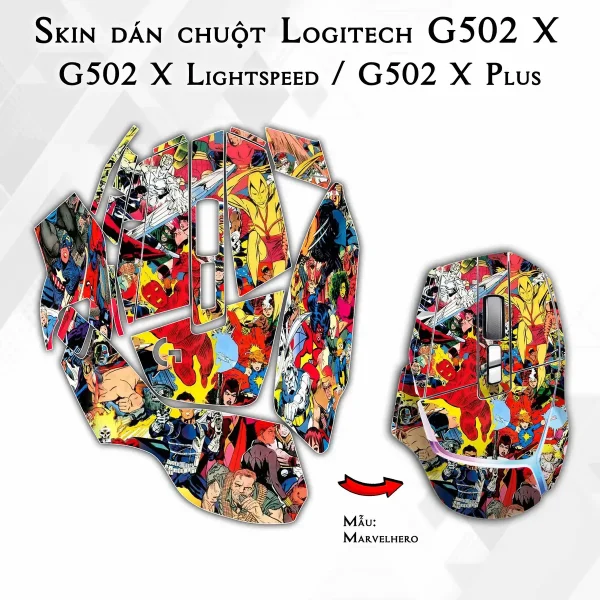 Skin dán chuột Logitech G502 X mẫu Marvelhero