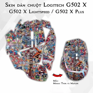 Skin dán chuột Logitech G502 X mẫu Mosaic Thor và Mjolnir