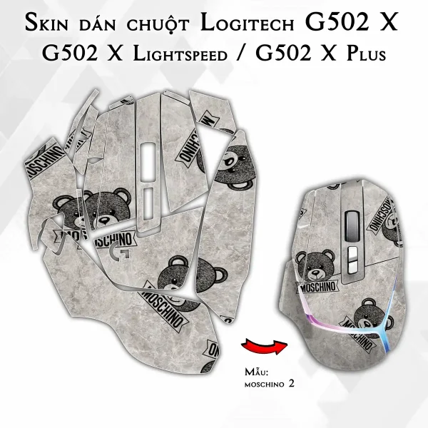 Skin dán chuột Logitech G502 X mẫu moschino 2