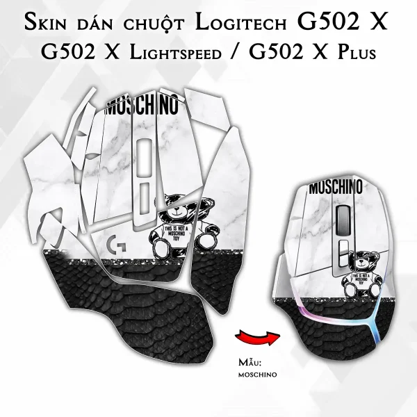 Skin dán chuột Logitech G502 X mẫu moschino