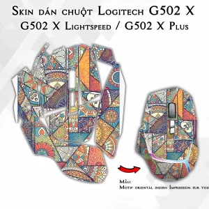 Skin dán chuột Logitech G502 X mẫu Motif oriental indien Impression sur toile