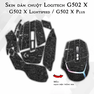 Skin dán chuột Logitech G502 X mẫu mạch điện trắng đen