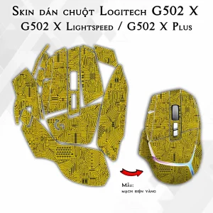 Skin dán chuột Logitech G502 X mẫu mạch điện vàng