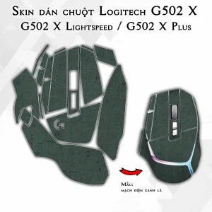 Skin dán chuột Logitech G502 X mẫu mạch điện xanh lá
