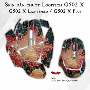 Skin dán chuột Logitech G502 X mẫu Mẫu Đơn Phú Quý lsm065